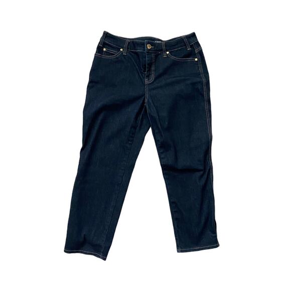 Chico's **Platinum Dark Wash** Mid Rise Cropped **Denim Jeans** 0P - Picture 1 of 3